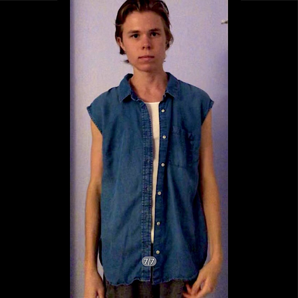 Sleeveless button up denim vest